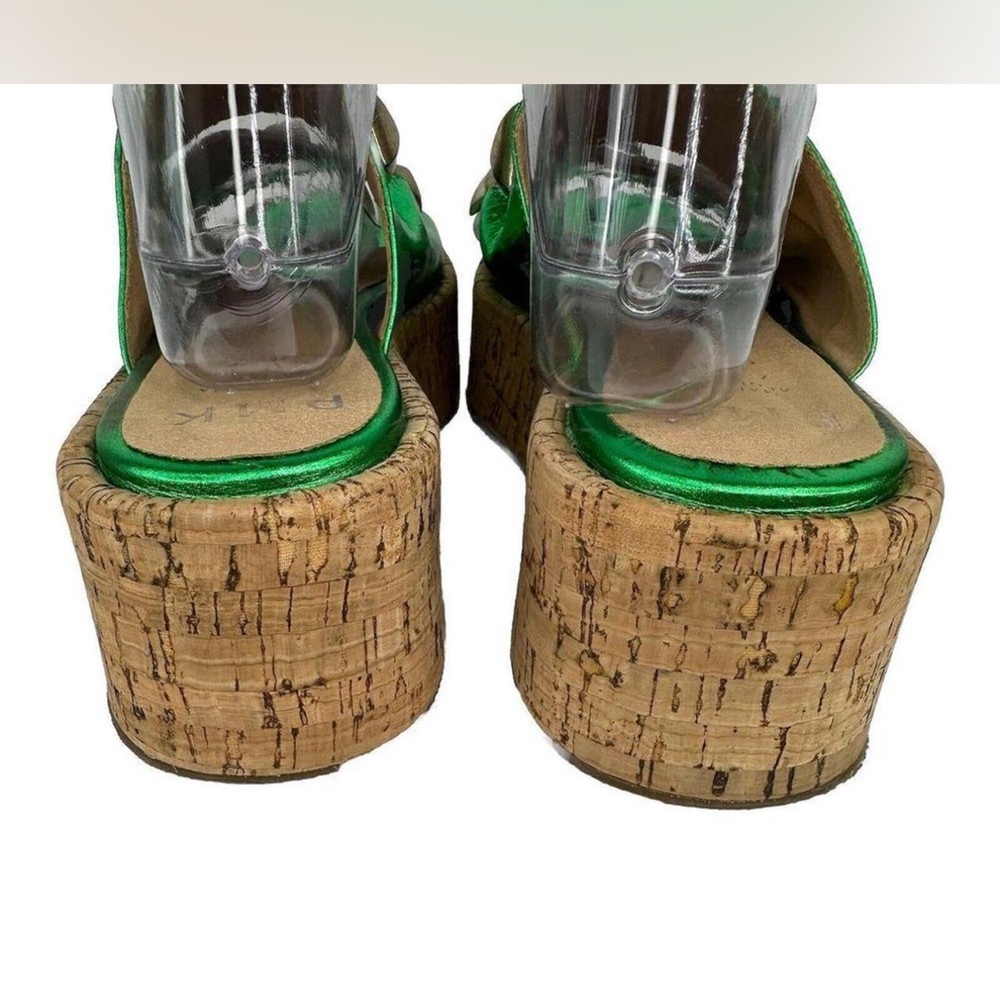 Green Platform Sandals with Studded Accents - Picture 6 of 8